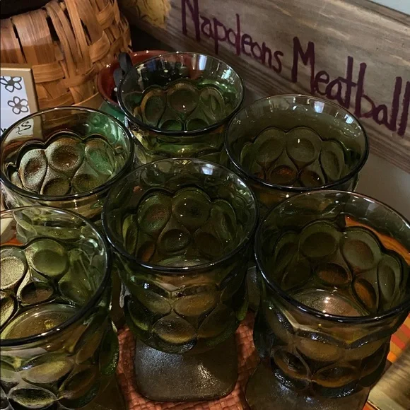 Noritake (C) Vintage Spotlight avocado olive green goblets - Set of Six (Set C) - Picture 9 of 10